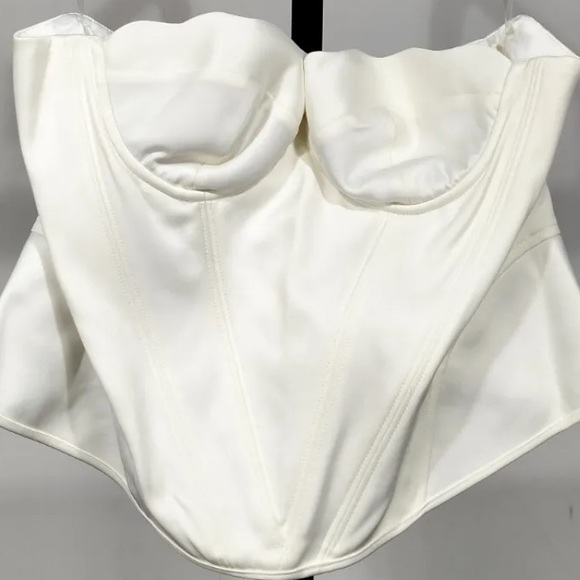 HOUSE OF CB 'Simone' White Satin Scallop Edge Corset/Size XL US 10-12/PC858 - Picture 5 of 5